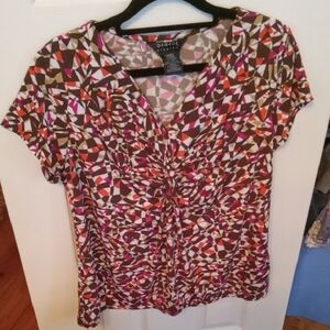 Multicolor Geometric Print Women's Top Size L